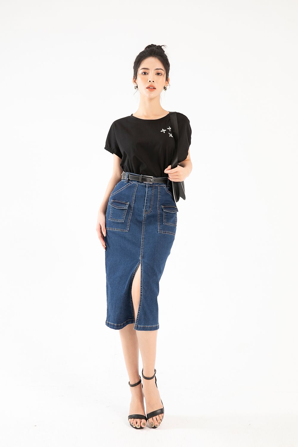 Chân váy jean xẻ trước  Chợ cư dân