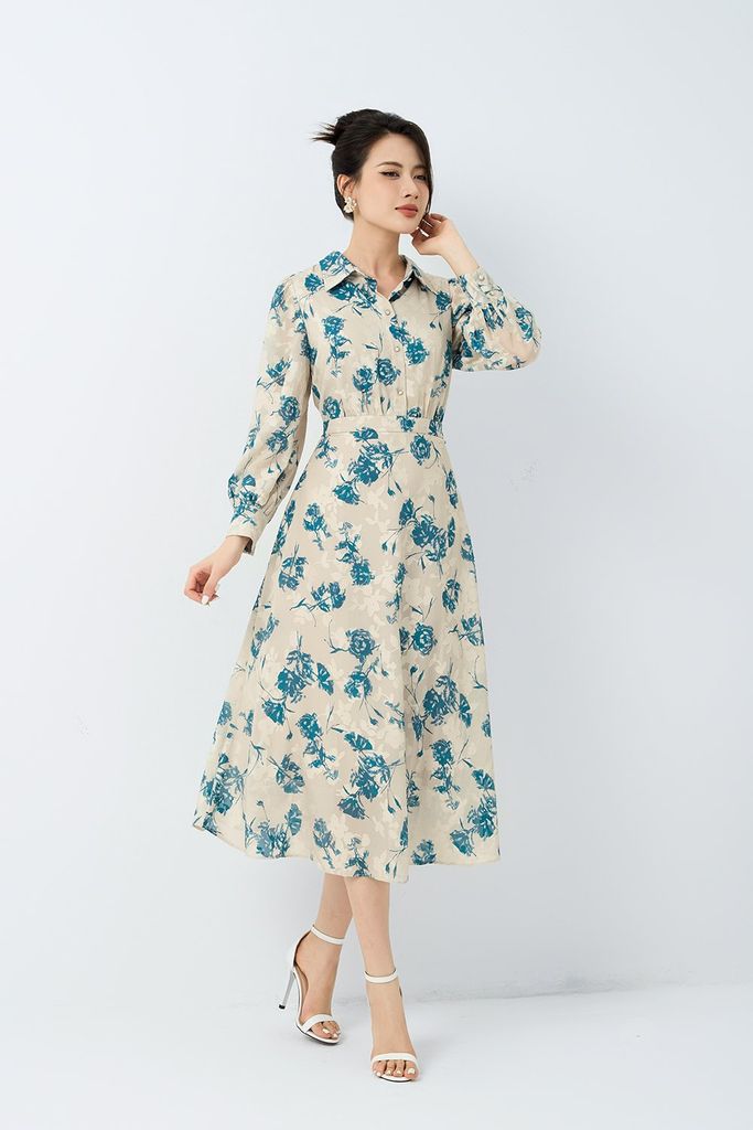 ĐẦM HOA XANH D14912