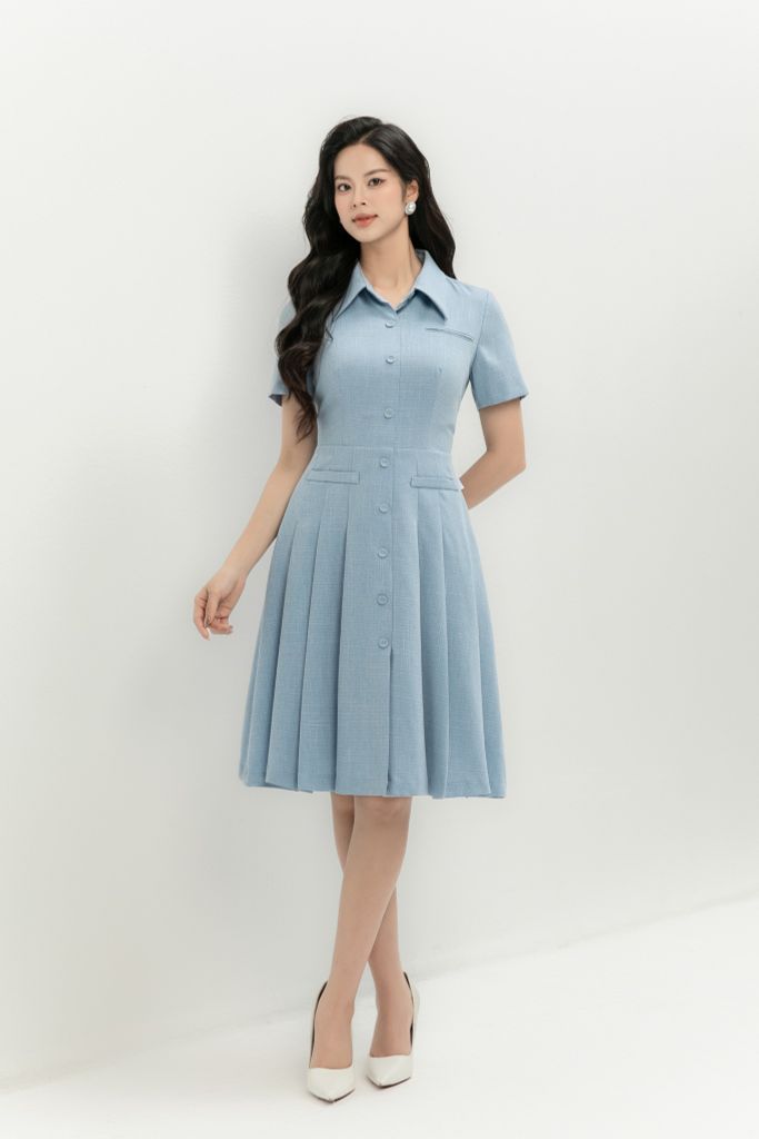 ĐẦM XANH CỔ BẺ D42972