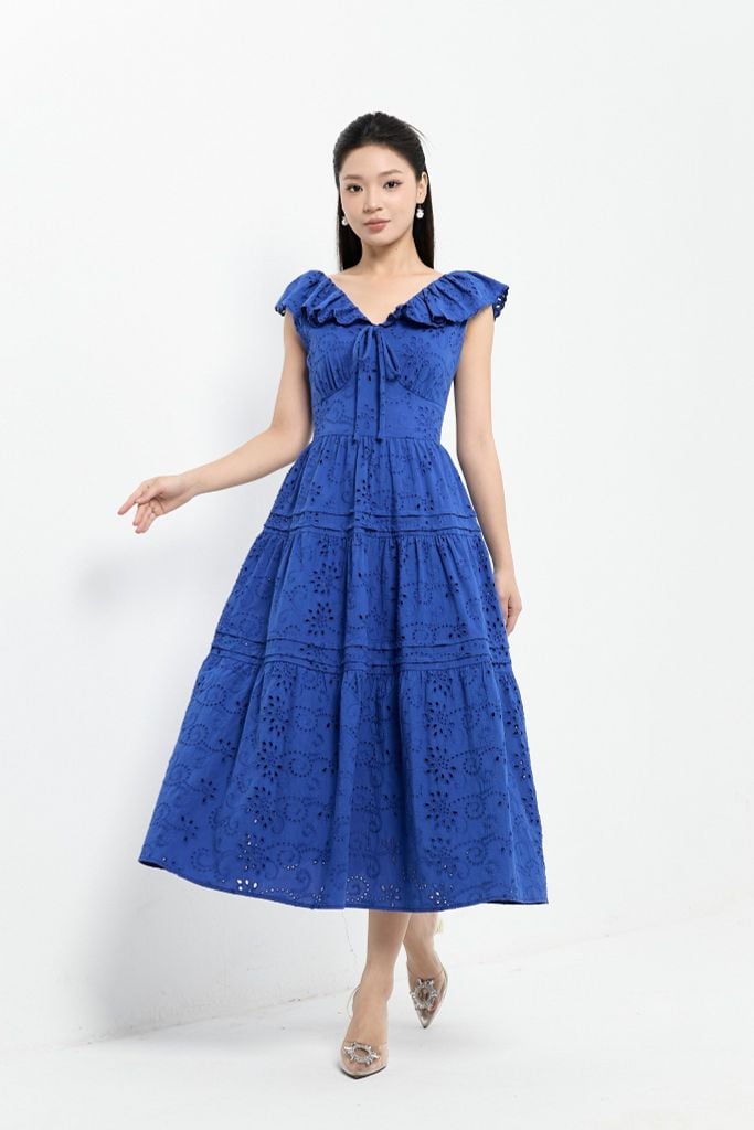 ĐẦM MAXI CỔ BÈO D01402