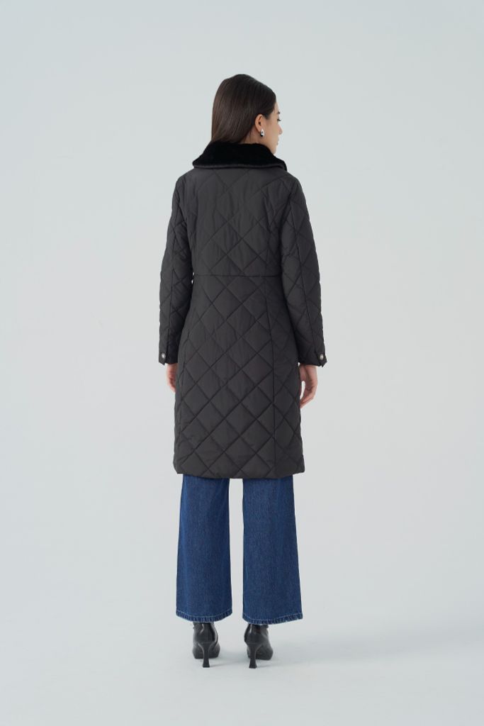  ÁO PHAO ĐEN CỔ LÔNG AK66082 