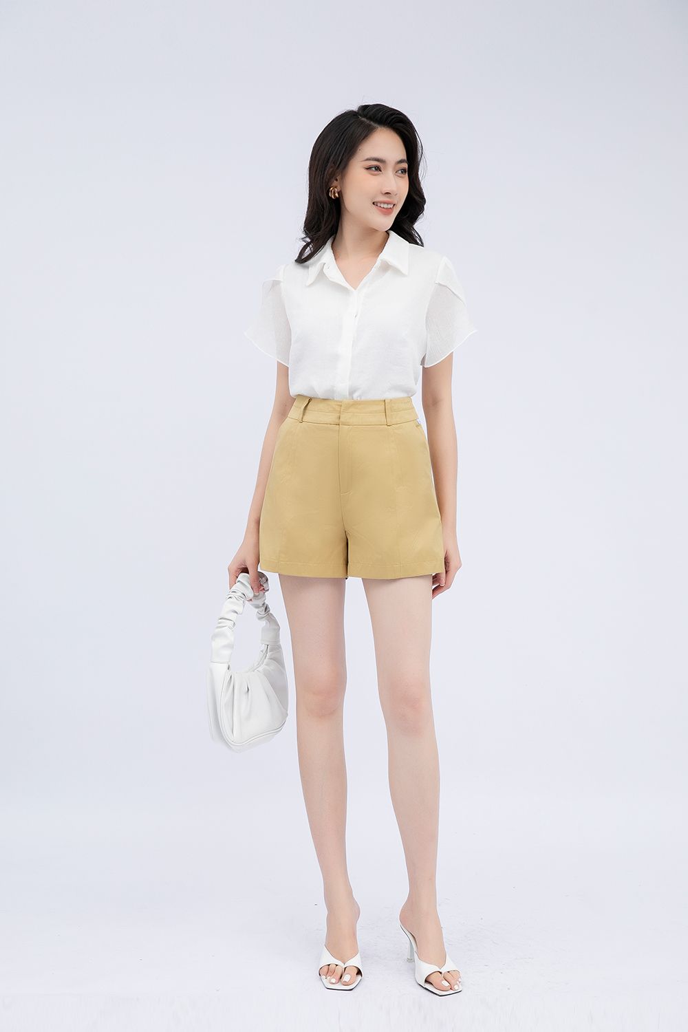 Quần short nữ lưng cao phối túi thời trang Eden Q018  EDS  Thời Trang  Eden