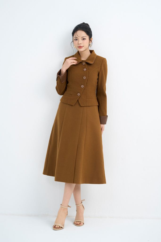 ÁO KHOÁC DẠ TAY PHỐI DA AK12932