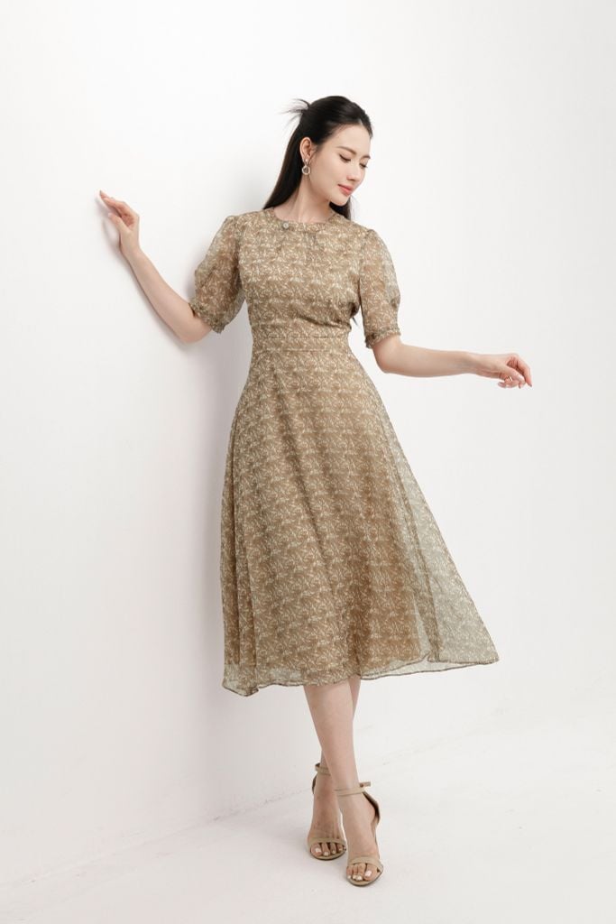 ĐẦM VOAN HỌA TIẾT D40192