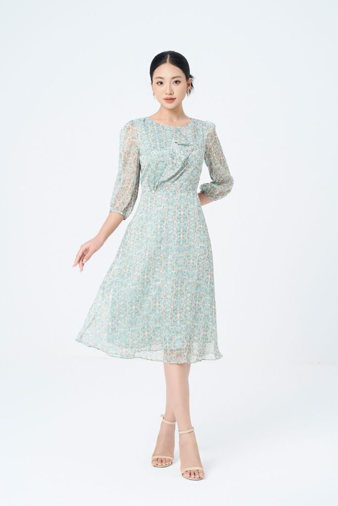 ĐẦM HOA NHÍ TAY BỒNG D42302