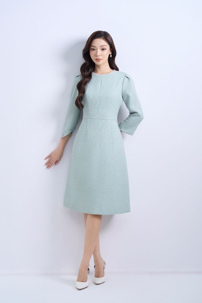 ĐẦM XANH CỔ NGỌC D14972