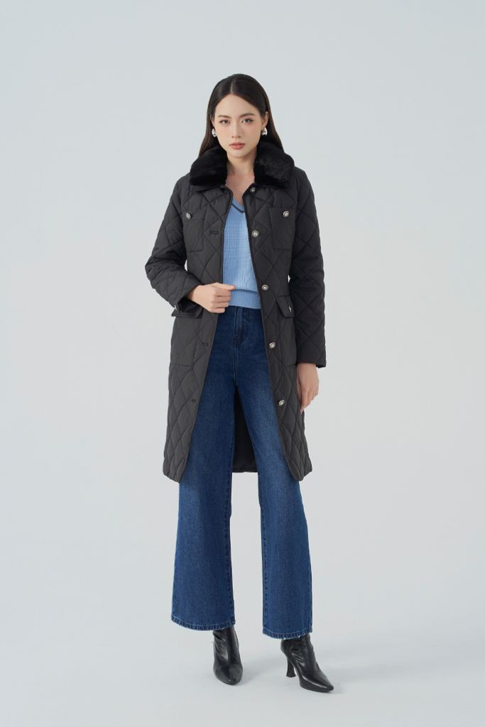 ÁO PHAO ĐEN CỔ LÔNG AK66082