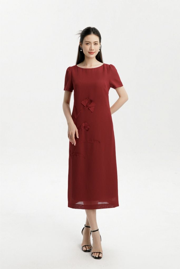 ĐẦM SUÔNG ĐÍNH HOA NỔI D00912