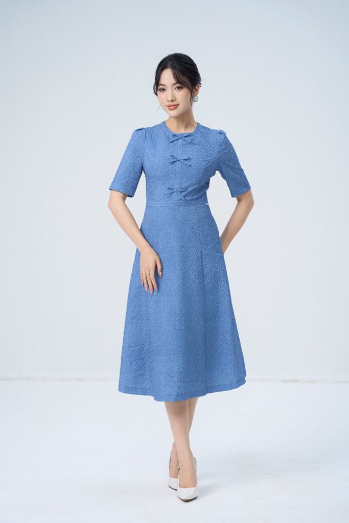 ĐẦM XANH ĐÍNH NƠ D42592