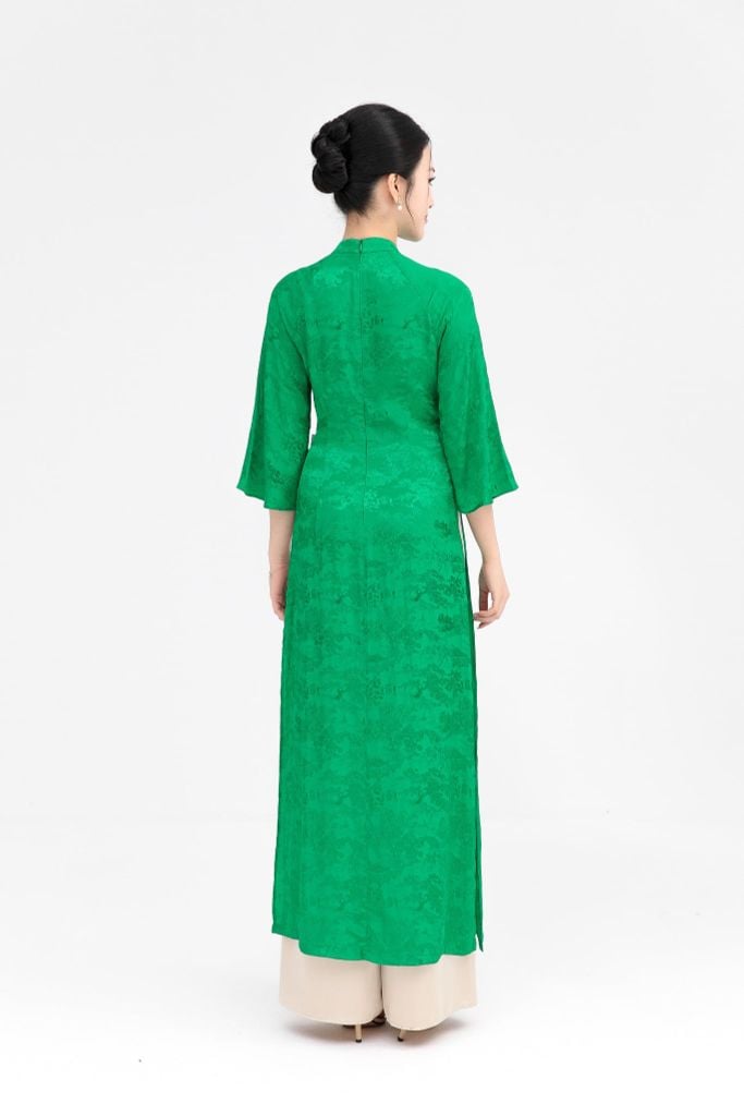  ÁO DÀI LỤA XANH AD14602 