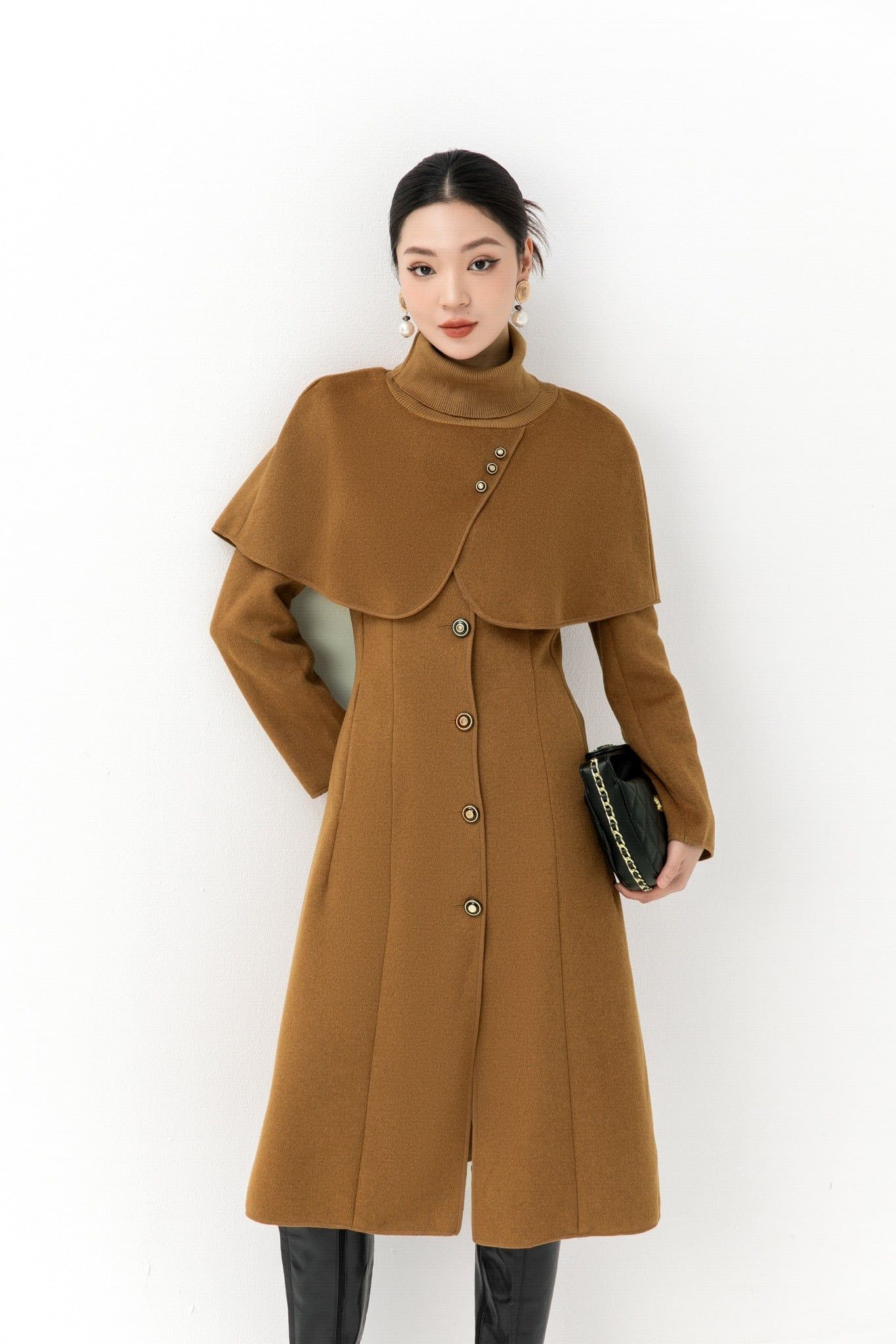 MĂNG TÔ DẠ VAI CAPE AK08012