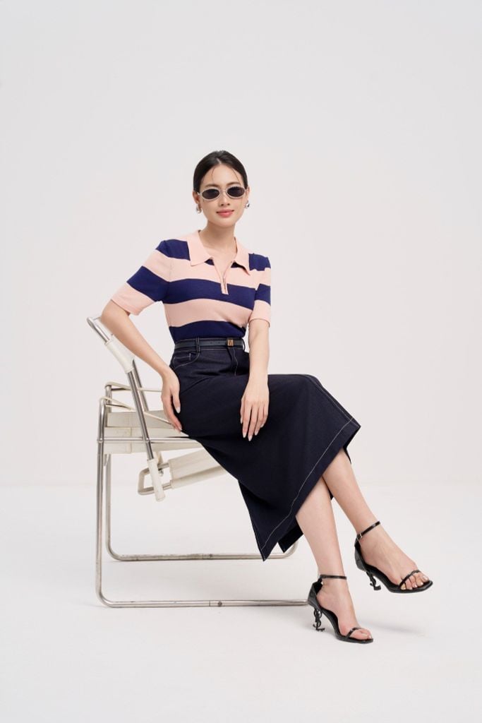 ÁO LEN KẺ CỔ KHÓA AL62032