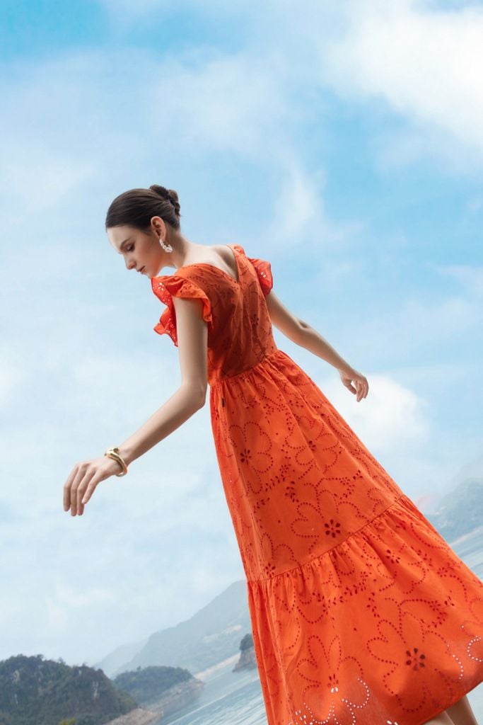  ĐẦM MAXI CAM CÁNH TIÊN D00252 