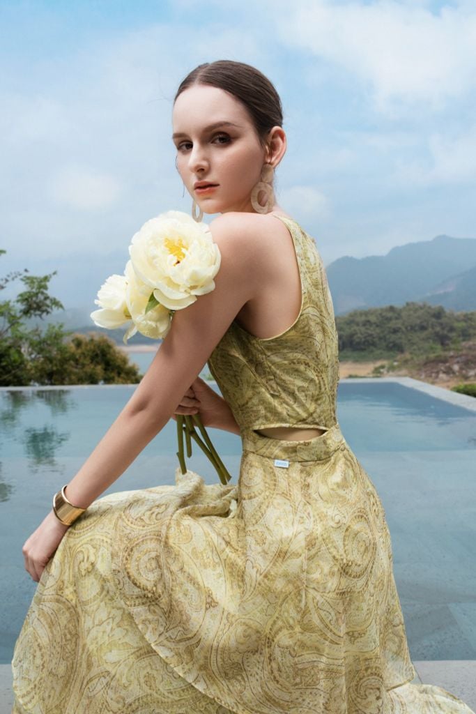  ĐẦM MAXI TƠ HỌA TIẾT D00332 