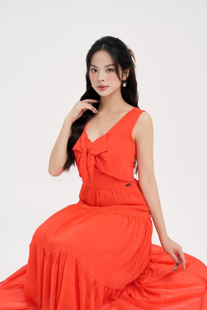  ĐẦM MAXI PHỐI NƠ D00702 