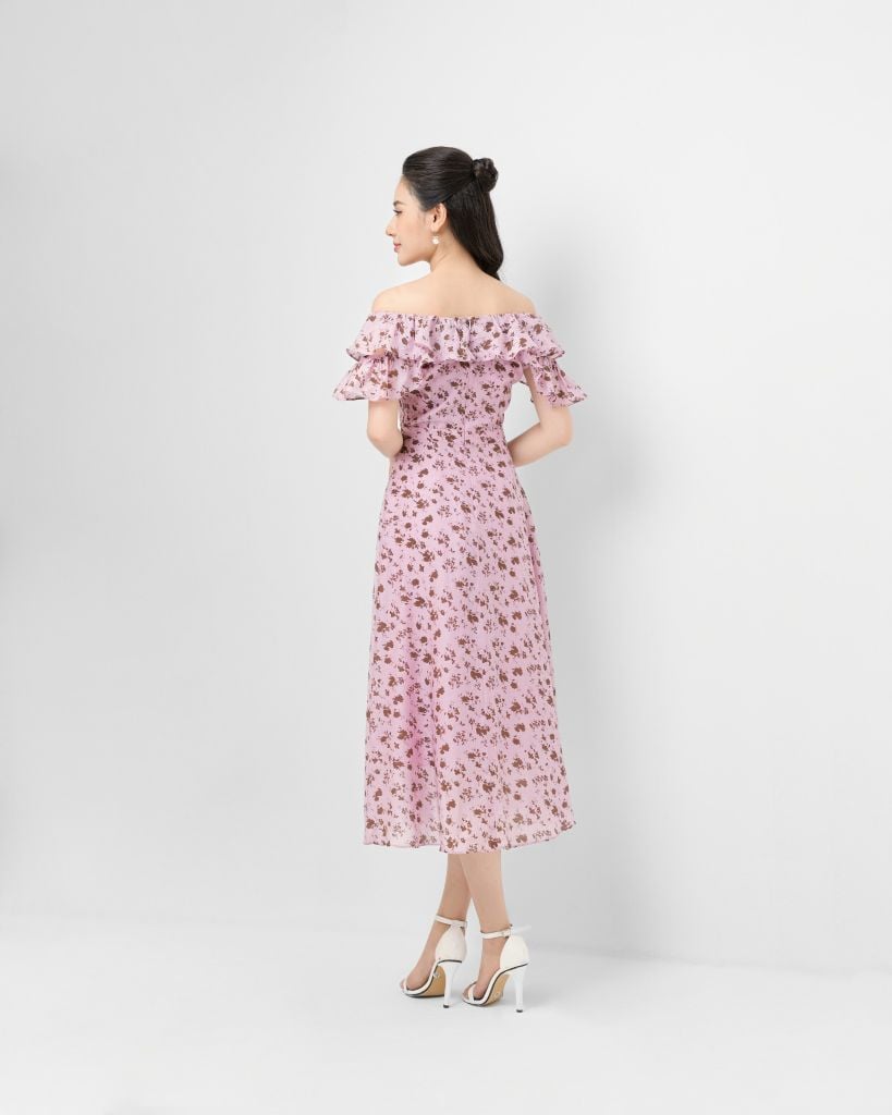  ĐẦM HOA TRỄ VAI D01142 