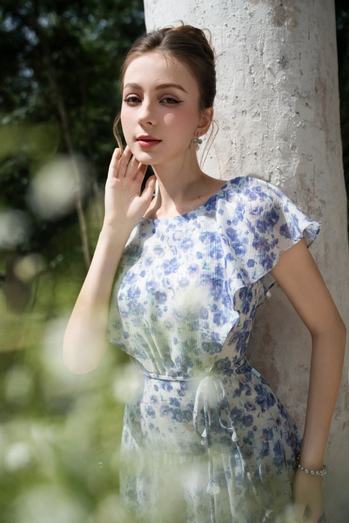  ĐẦM HOA XANH D01172 