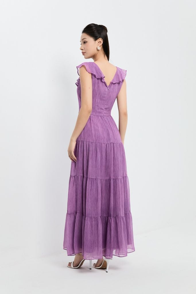  ĐẦM MAXI TÍM PHỐI BÈO D01552 