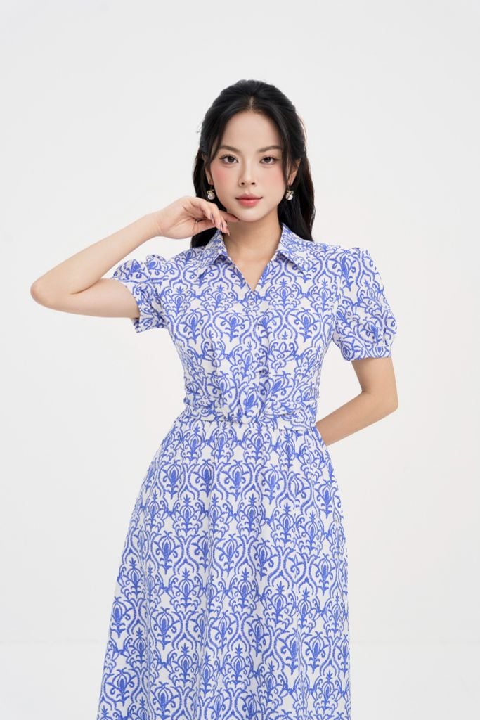  ĐẦM HỌA TIẾT CỔ BẺ D02112 