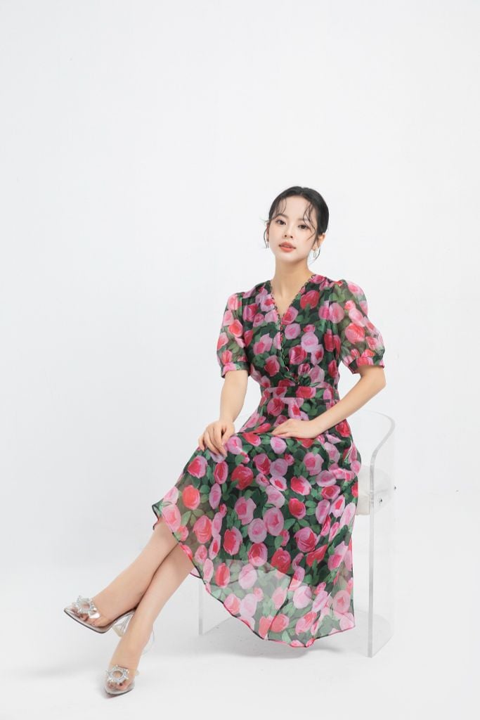 ĐẦM HOA TAY BỒNG D02642