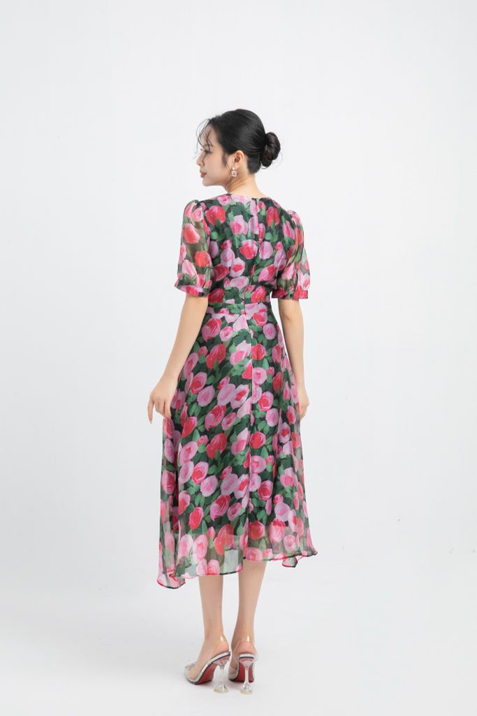  ĐẦM HOA TAY BỒNG D02642 