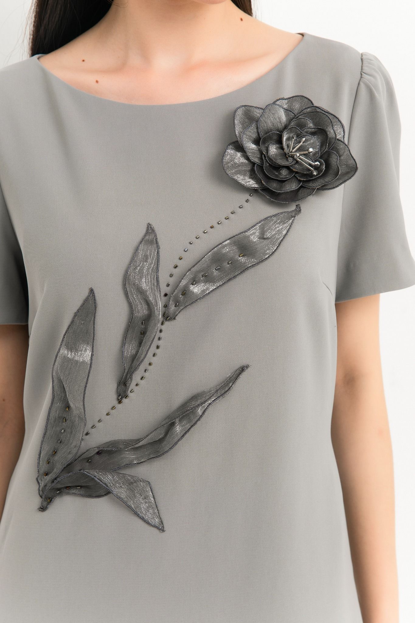 ĐẦM SUÔNG ĐÍNH HOA NỔI D03762