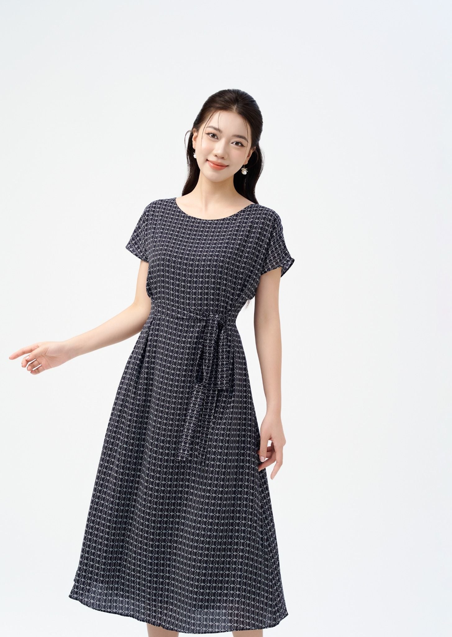 ĐẦM HỌA TIẾT THẮT EO D06142