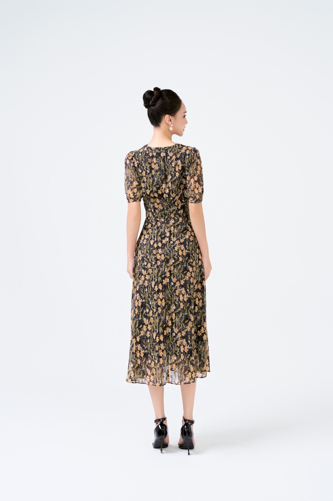 ĐẦM HOA CỔ NƠ D06372