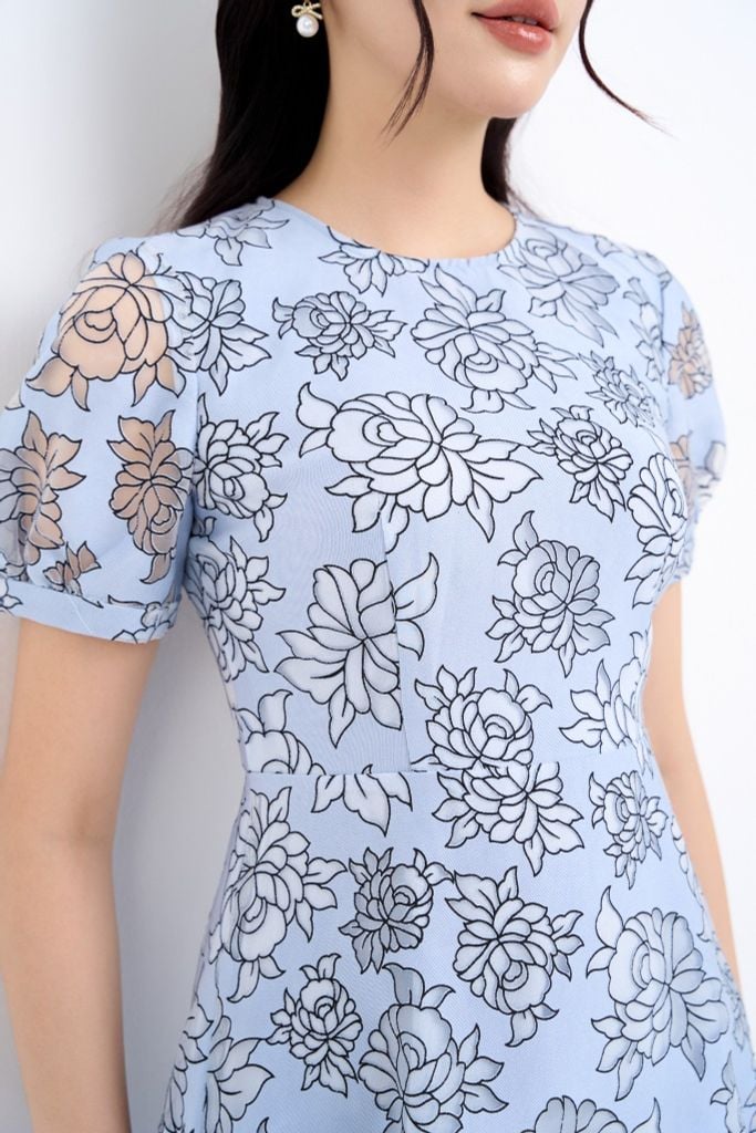  ĐẦM HOA XANH D07782 