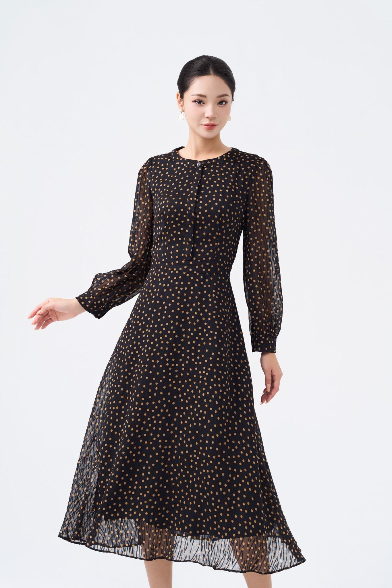 ĐẦM CHẤM BI TAY BỒNG D08092