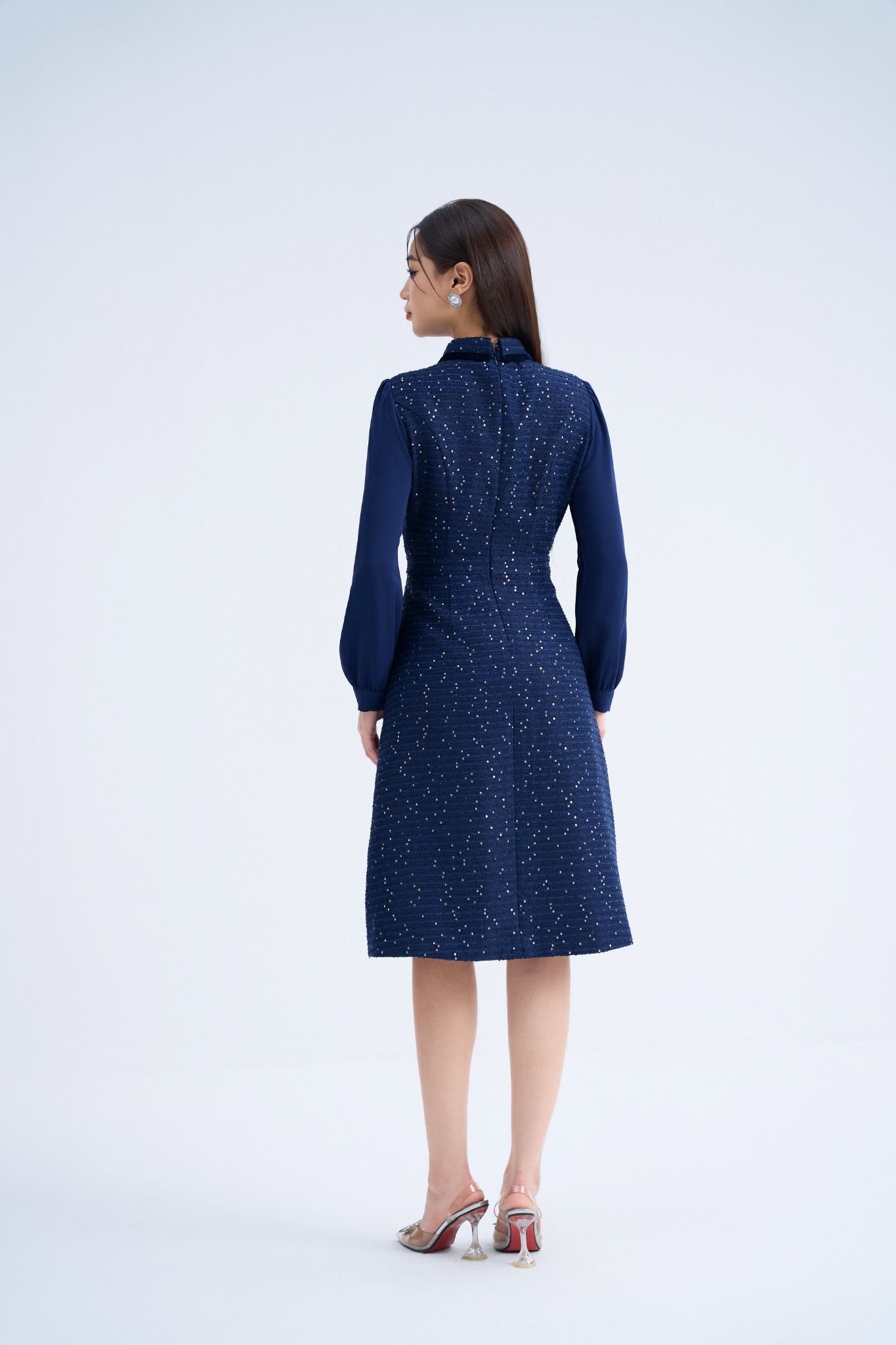 ĐẦM DẠ TWEED CỔ BẺ D10712