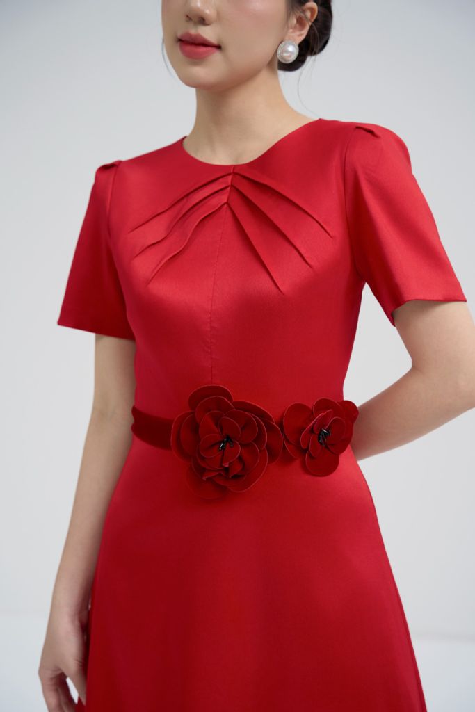  ĐẦM TIỆC LỤA ĐỎ D11742 