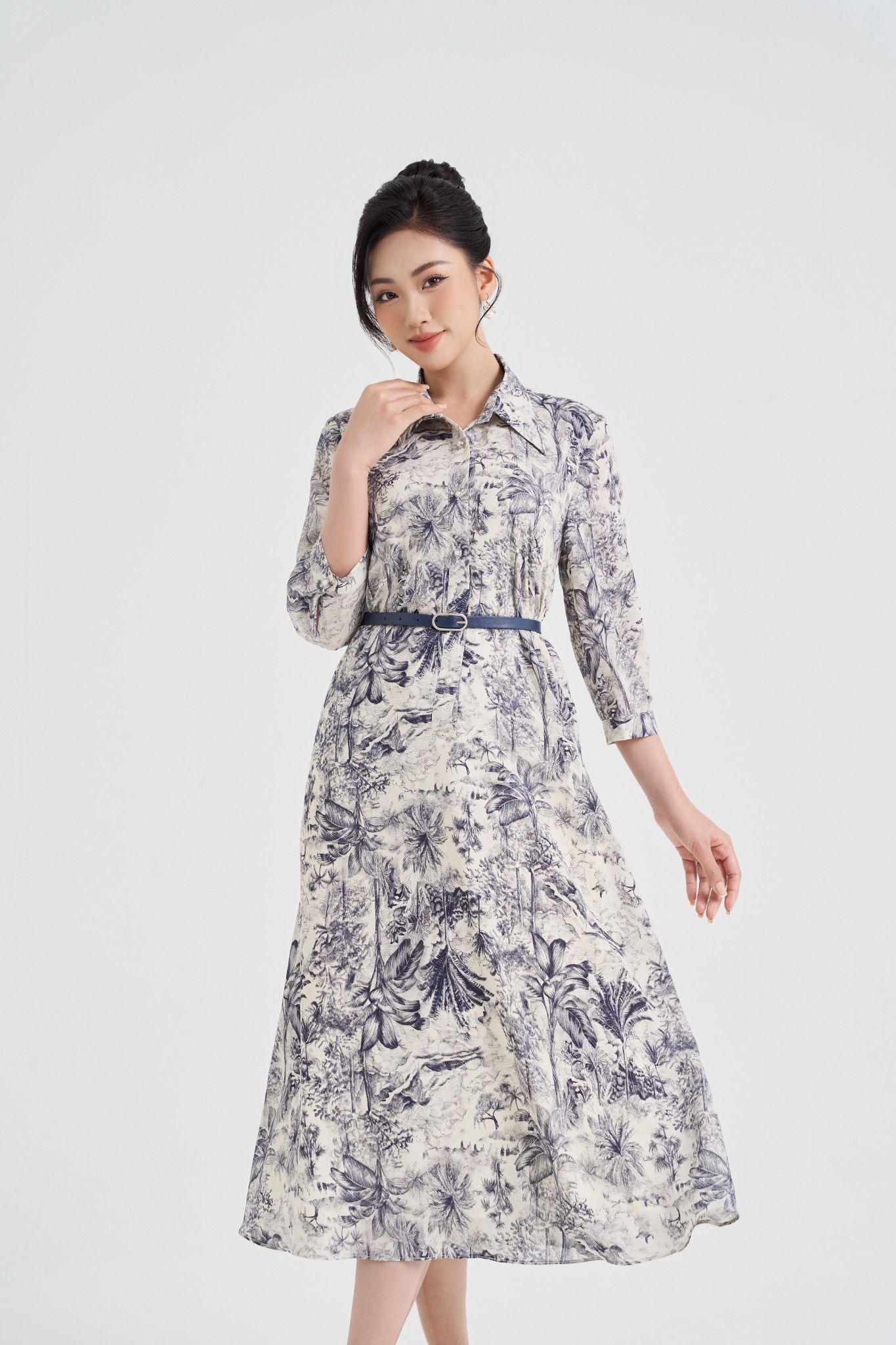 ĐẦM HỌA TIẾT CỔ BẺ D12142