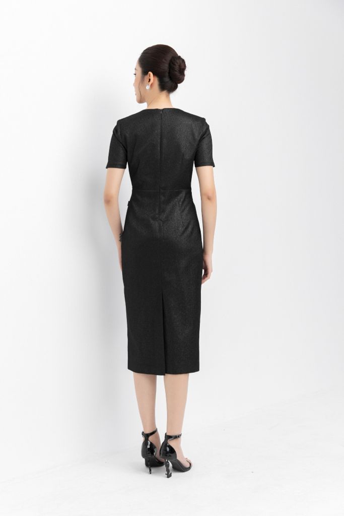  ĐẦM TIỆC ĐEN ĐÍNH CƯỜM D12422 