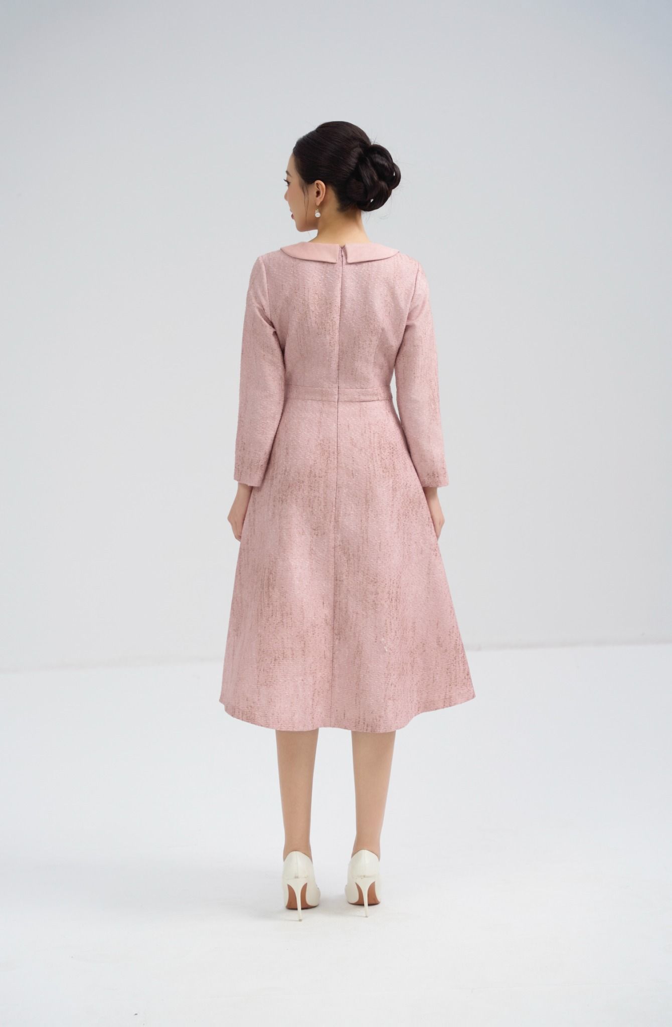 ĐẦM DẠ TWEED HỒNG D12482