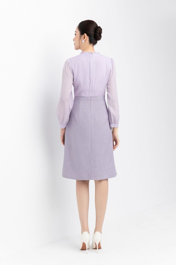  ĐẦM LIỀN CỔ NHÚN BÈO D12512 