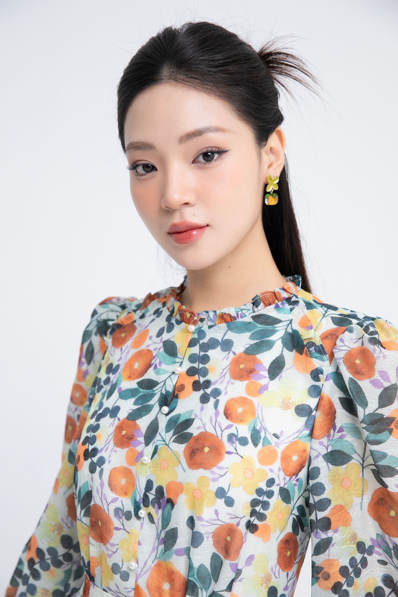 ĐẦM HOA CỔ NHÚN D14382