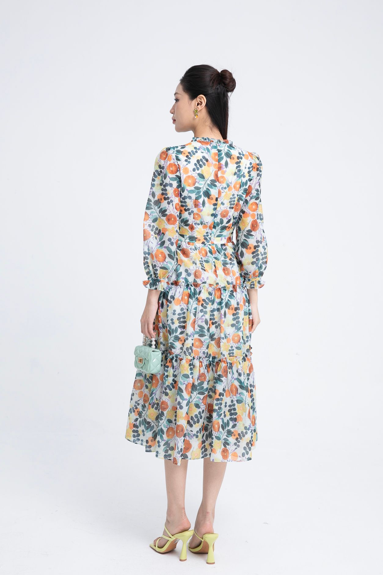 ĐẦM HOA CỔ NHÚN D14382