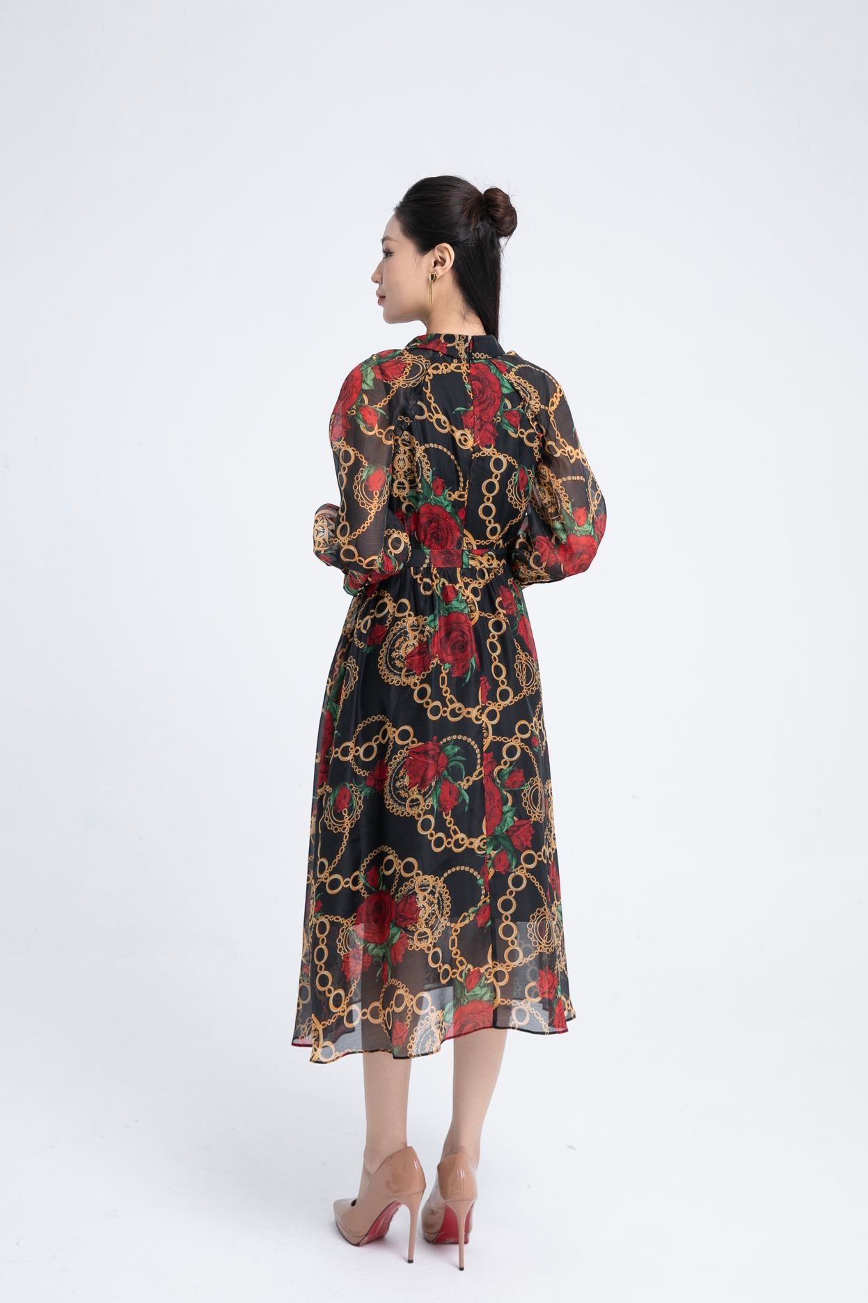 ĐẦM MIDI HỌA TIẾT D14582