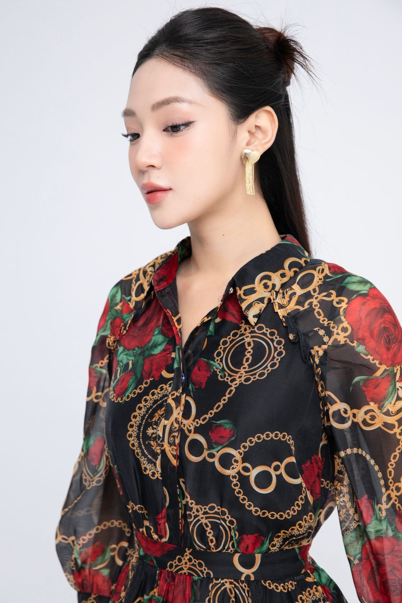 ĐẦM MIDI HỌA TIẾT D14582