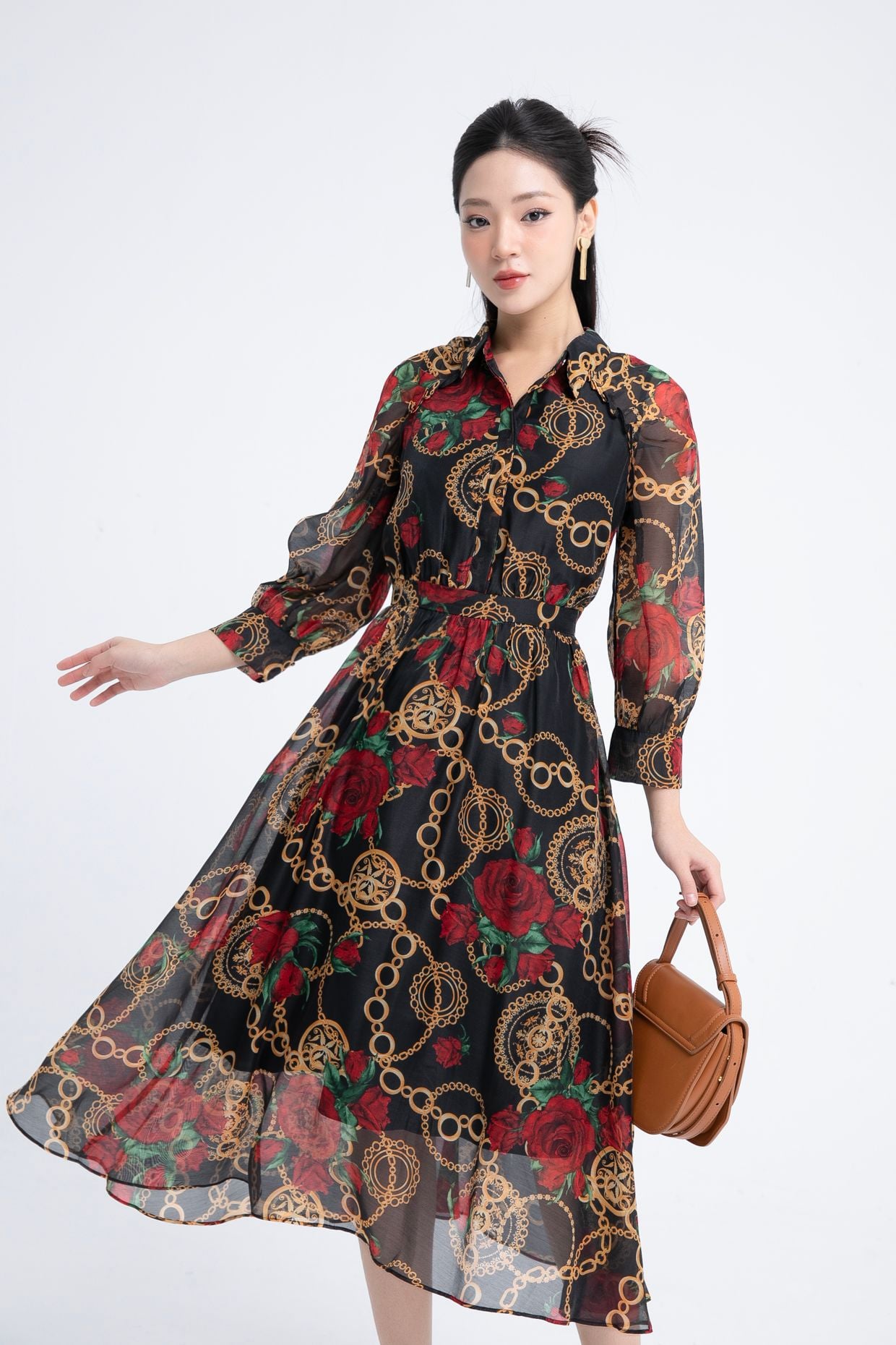 ĐẦM MIDI HỌA TIẾT D14582