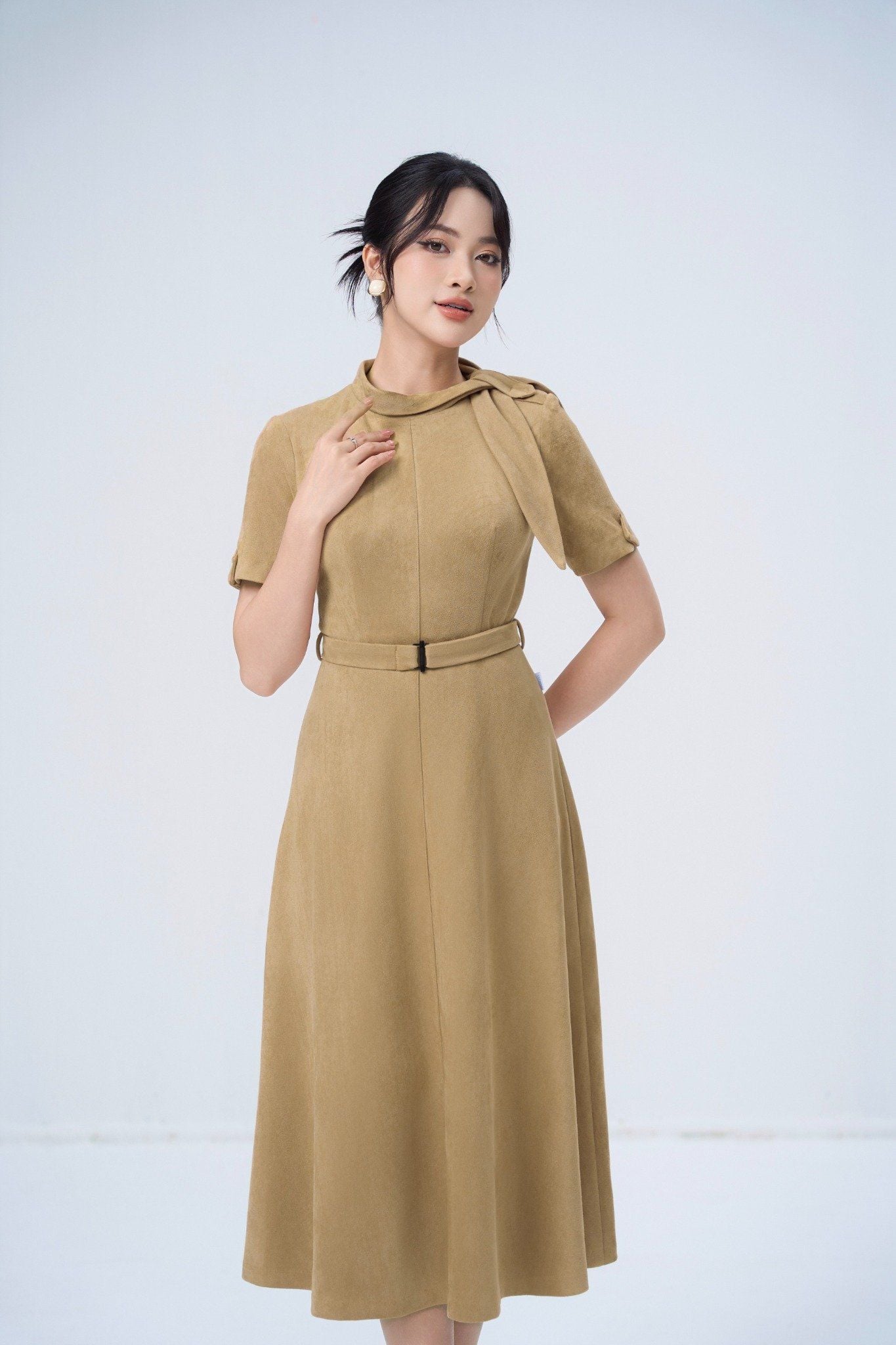 ĐẦM NÂU DA LỘN D14642