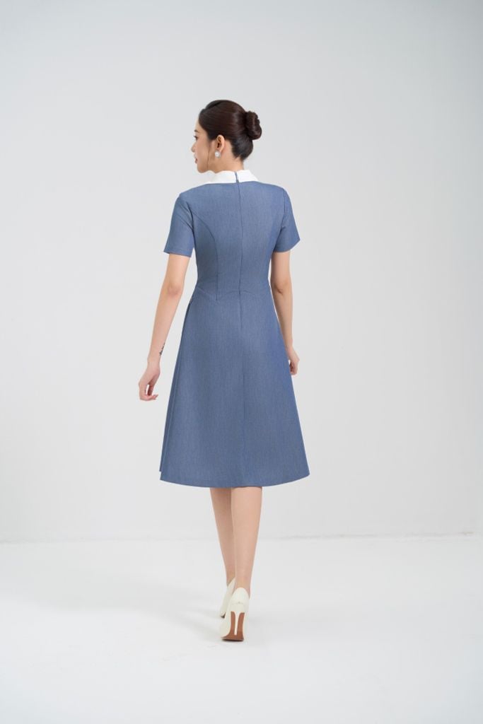  ĐẦM DENIM CỔ TRẮNG D15772 