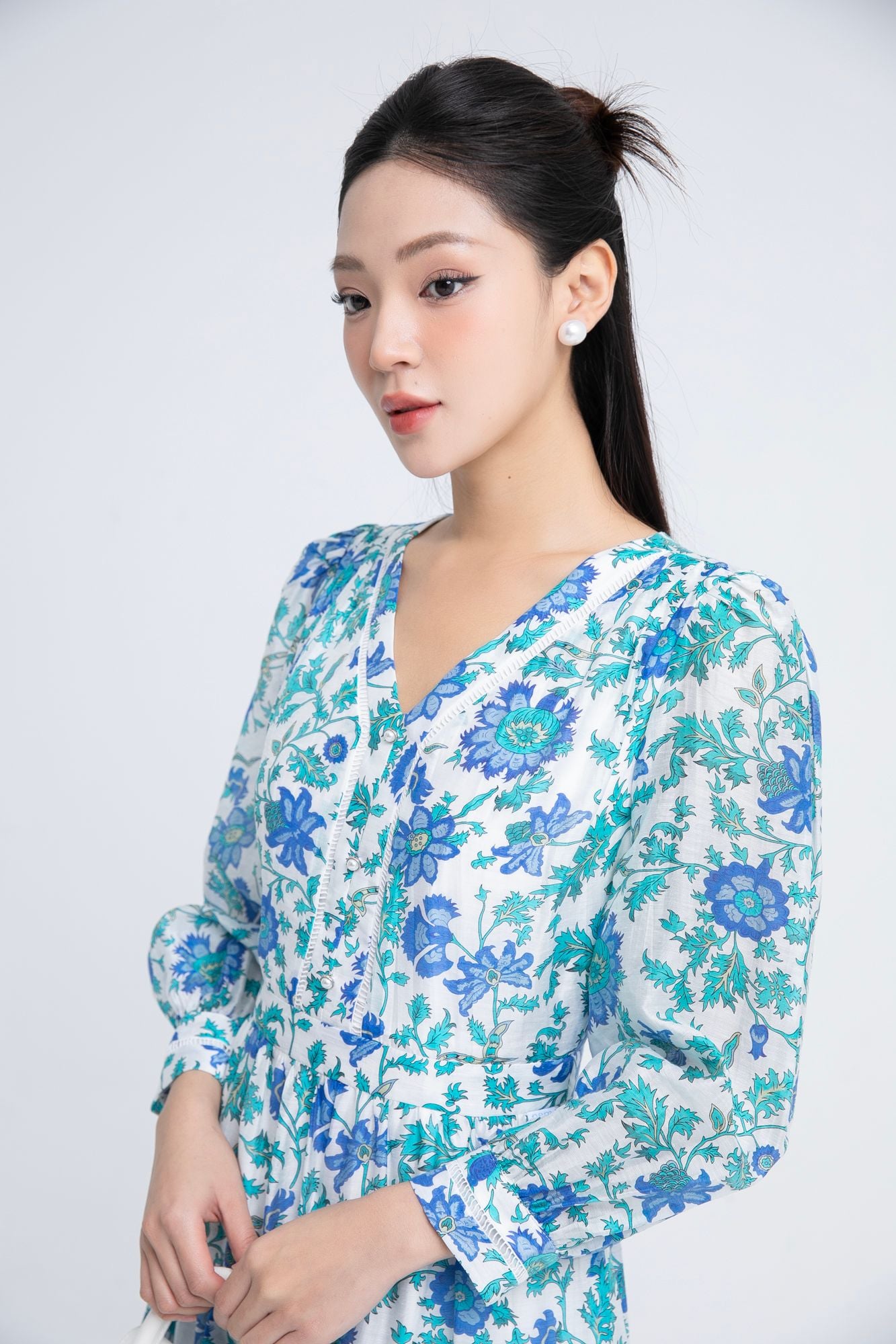 ĐẦM HOA XANH D14262