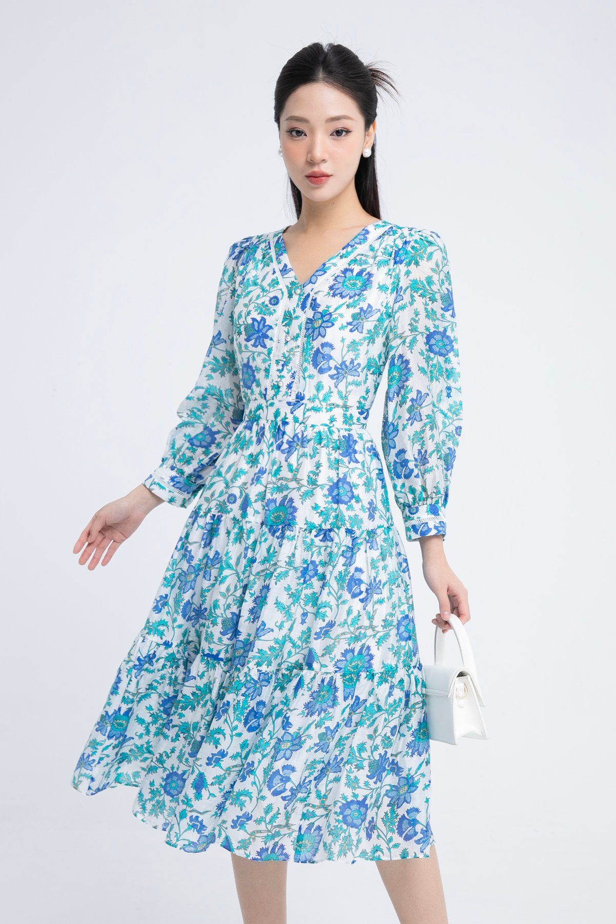 ĐẦM HOA XANH D14262