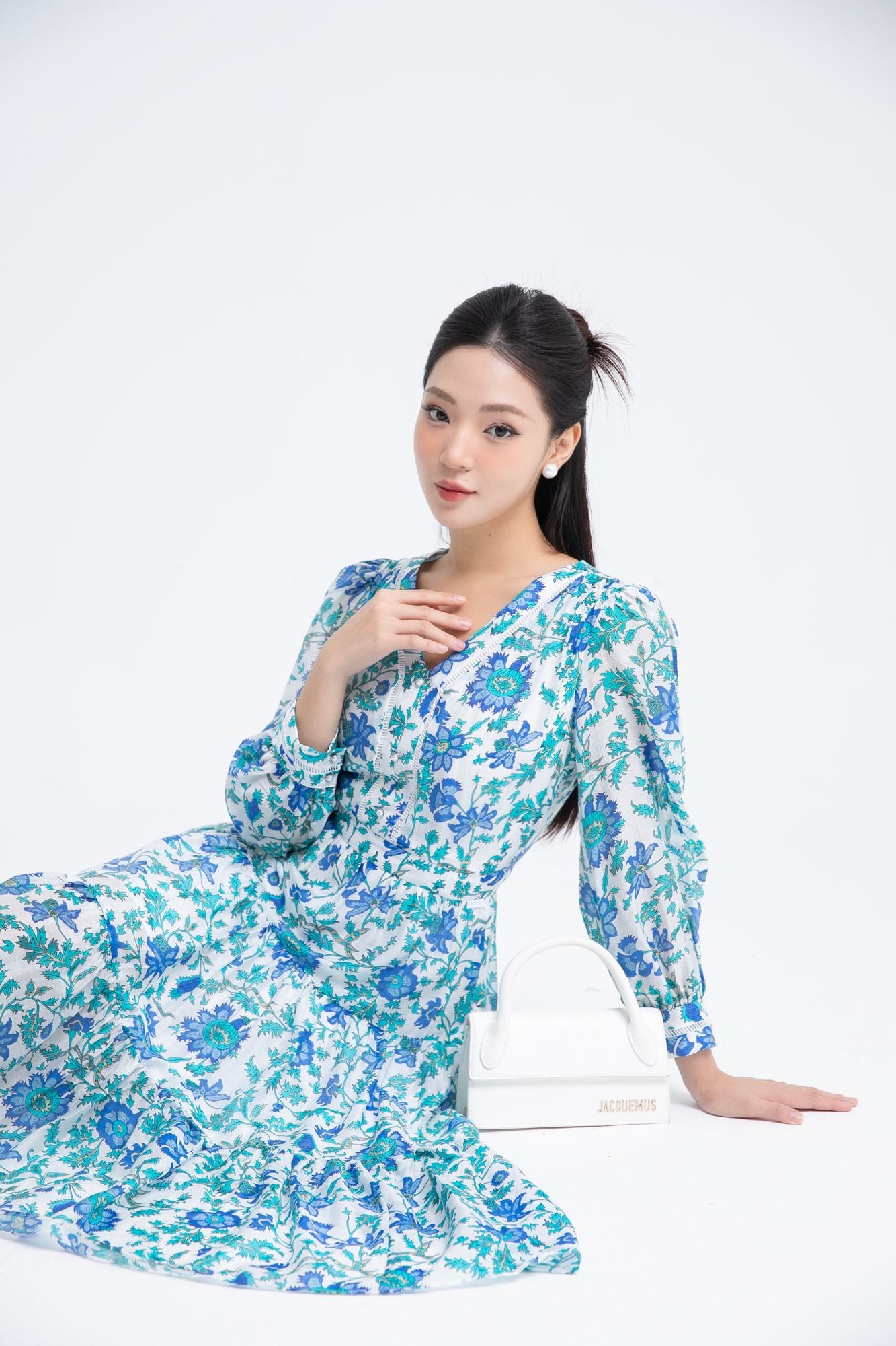 ĐẦM HOA XANH D14262