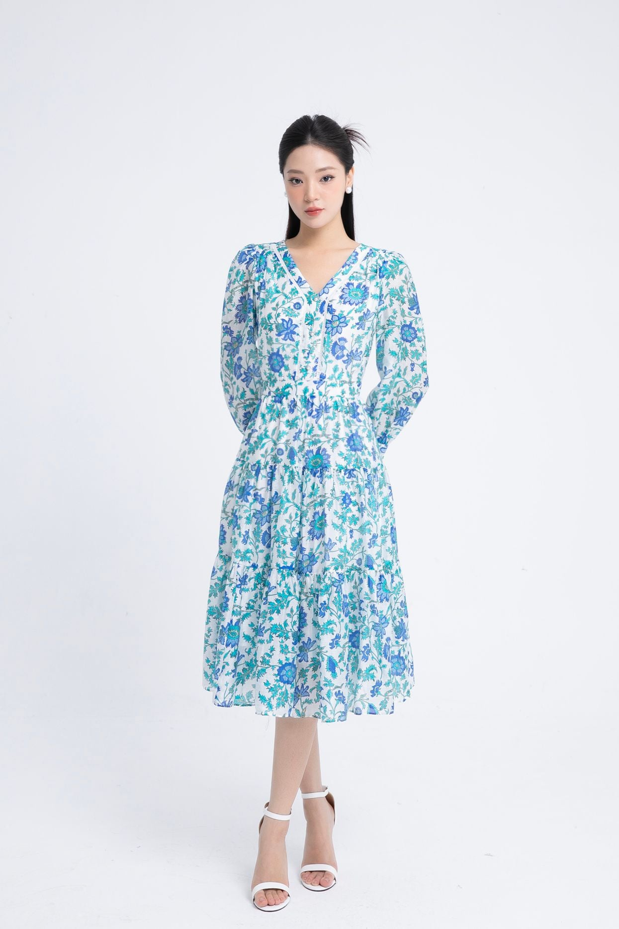 ĐẦM HOA XANH D14262