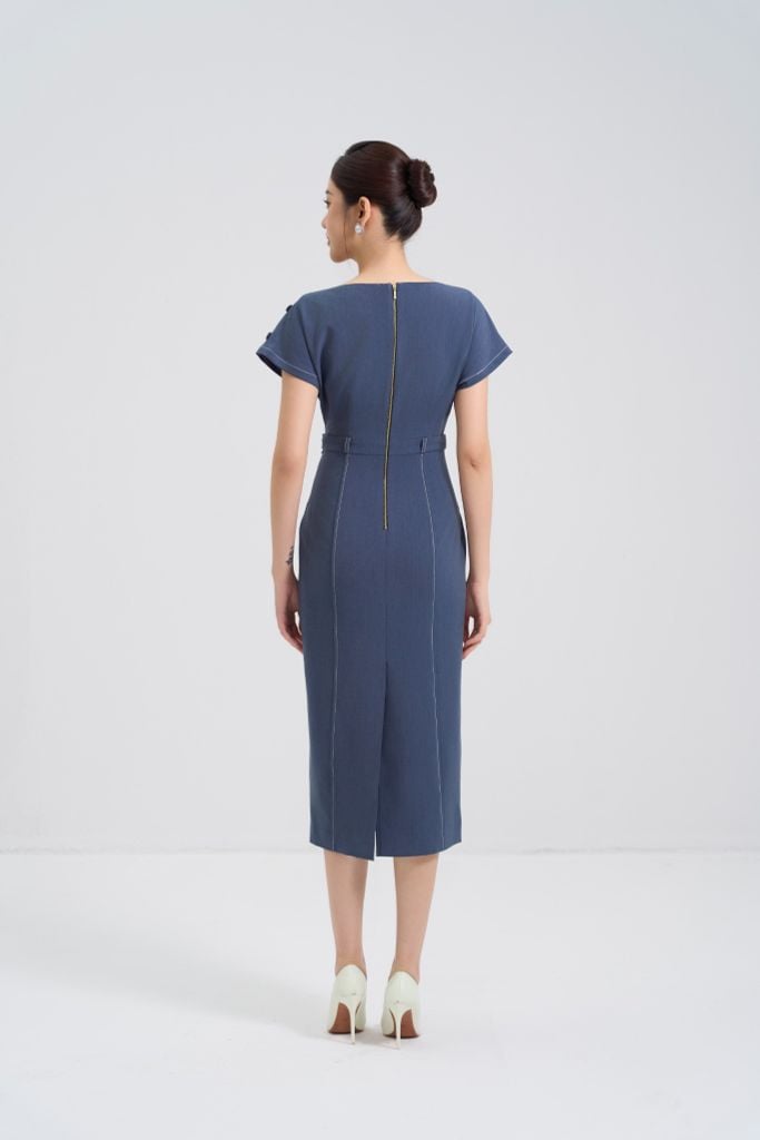  ĐẦM DENIM KÈM ĐAI D15792 