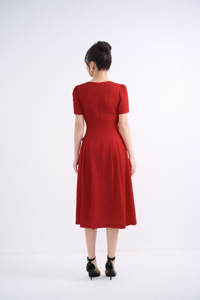  ĐẦM ĐỎ XẾP LI D16462 