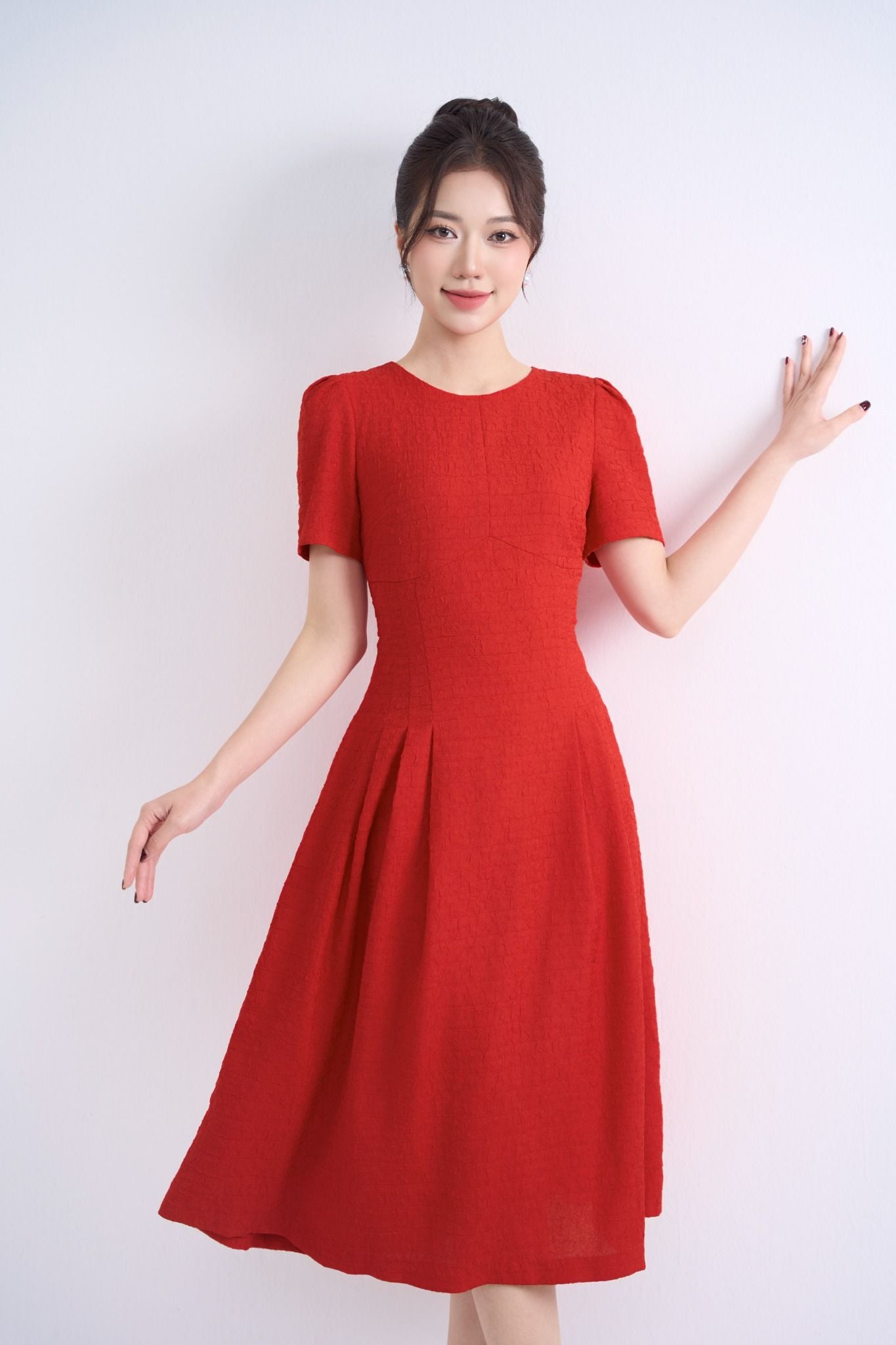 ĐẦM ĐỎ XẾP LI D16462